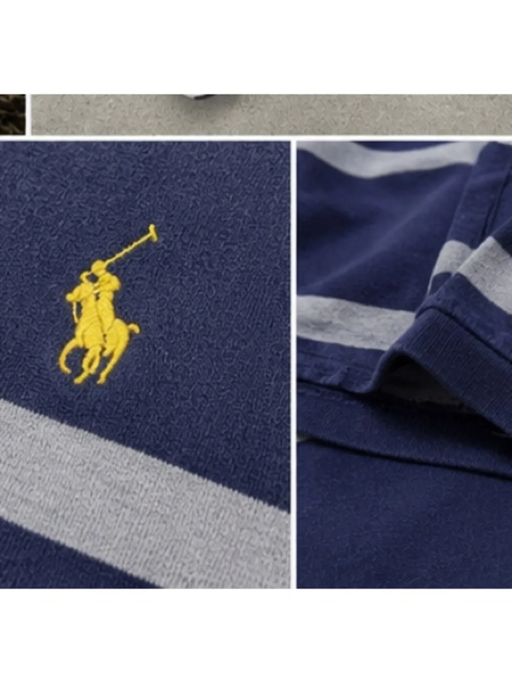 Polo Ralph Lauren Striped Polo Shirt 3XLT Navy Oversized Dadcore Preppy